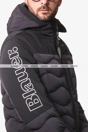 Piumino Blauer uomo nero pesante effetto crinkle Ferwood