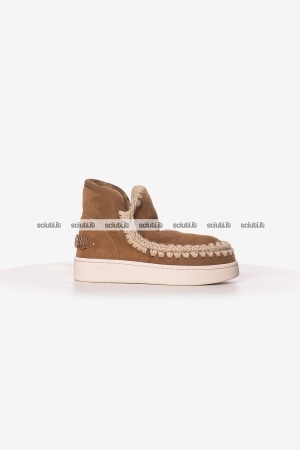 Stivaletti MOU donna beige scuro New Eskimo sneaker letter logo