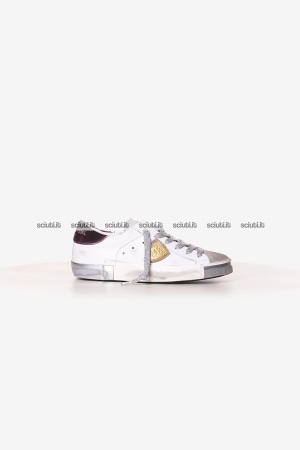 Scarpe Philippe Model donna bianco bordeaux PRSX in pelle