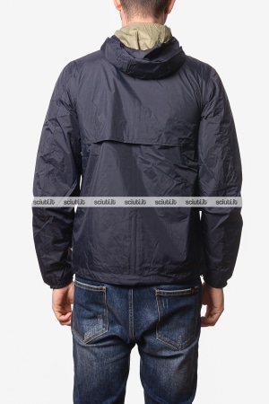 Giubbotto Kway uomo blu scuro verde muschio reversibile Jake plus 2 double