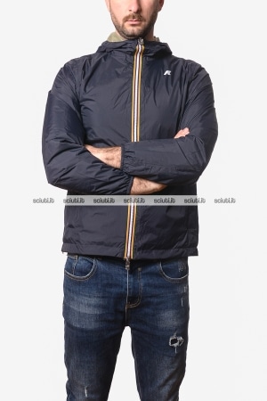 Giubbotto Kway uomo blu scuro verde muschio reversibile Jake plus 2 double