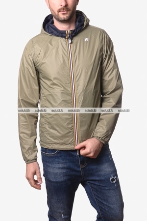 Giubbotto Kway uomo blu scuro verde muschio reversibile Jake plus 2 double