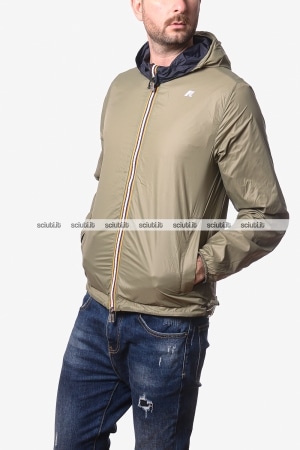 Giubbotto Kway uomo blu scuro verde muschio reversibile Jake plus 2 double