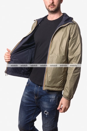 Giubbotto Kway uomo blu scuro verde muschio reversibile Jake plus 2 double