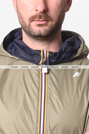 Giubbotto Kway uomo blu scuro verde muschio reversibile Jake plus 2 double