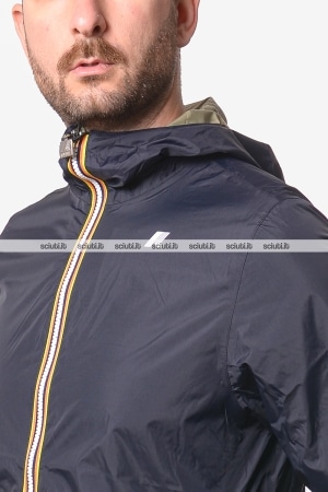 Giubbotto Kway uomo blu scuro verde muschio reversibile Jake plus 2 double