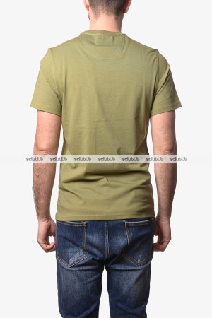 Tshirt Barbour uomo verde scuro in cotone logo ricamato