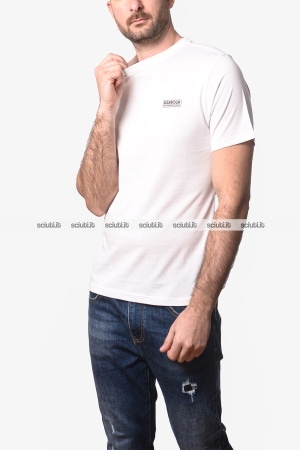 Tshirt Barbour uomo bianca girocollo logo