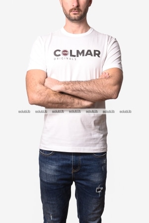 Tshirt Colmar uomo bianca stampa maxi logo