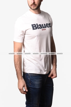 Tshirt Blauer uomo bianca Ernst in cotone girocollo con logo