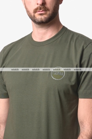 Tshirt Colmar uomo verde scuro girocollo logo gommato