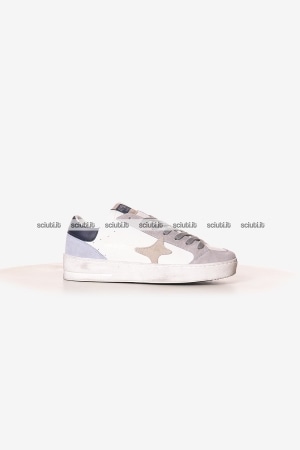 Scarpe Ama brand uomo bianco grigio Slam in pelle e camoscio