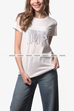Tshirt Liu Jo donna bianca stampa frontale