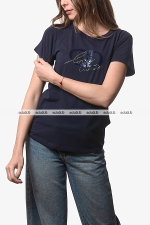 Tshirt Liu Jo donna blu scuro stampa frontale