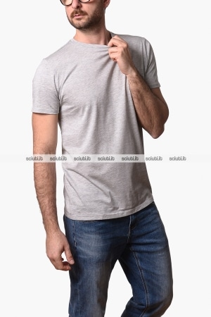 Tshirt Lacoste uomo grigio chiaro girocollo in jersey