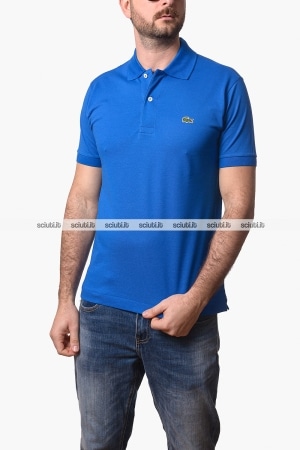 Polo Lacoste uomo blu elettrico petit pique classic fit