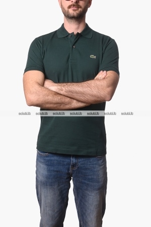 Polo Lacoste uomo verde inglese petit pique classic fit