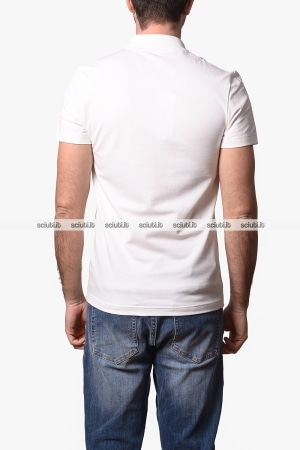 Polo Lacoste uomo bianca in cotone ottoman