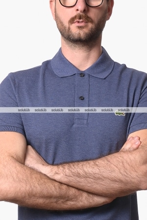 Polo Lacoste uomo blu chiné slim fit in petit pique