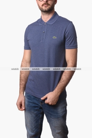 Polo Lacoste uomo blu chiné slim fit in petit pique