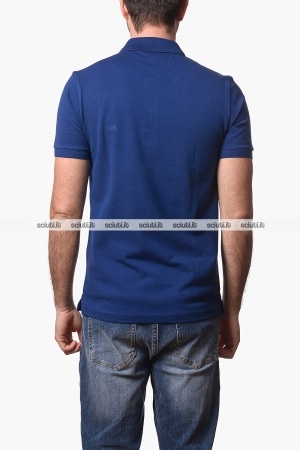 Polo Lacoste uomo blu slim fit in petit pique