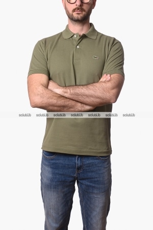 Polo Lacoste uomo verde cachi petit pique classic fit