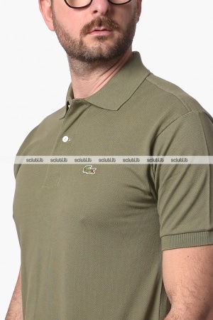 Polo Lacoste uomo verde cachi petit pique classic fit