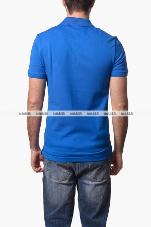 Polo Lacoste uomo blu elettrico slim fit in petit pique