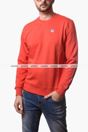 Felpa North Sails uomo rossa girocollo logo patch