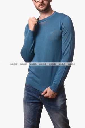 Maglione SUN68 uomo avio scuro girocollo in cotone