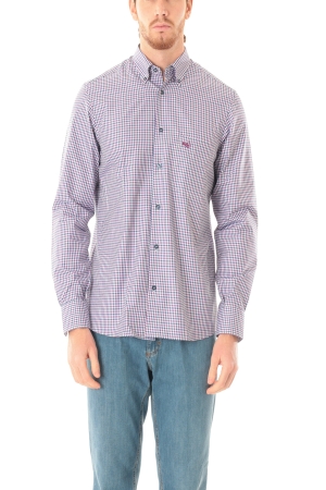 Camicia Old River uomo blu viola a quadri vichy