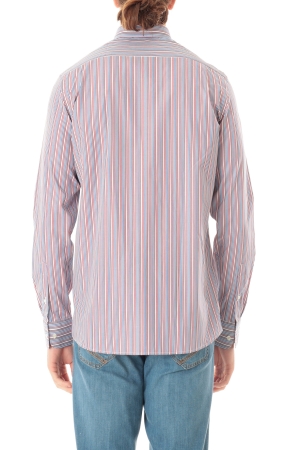 Camicia Old River uomo rosso blu a righe sottili button down