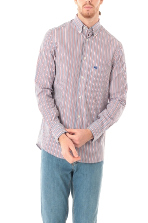 Camicia Old River uomo rosso blu a righe sottili button down