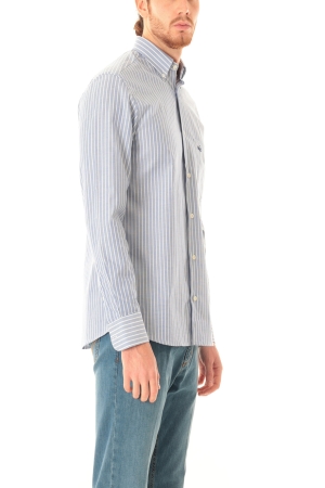 Camicia Old River uomo bianco blu a righe button down