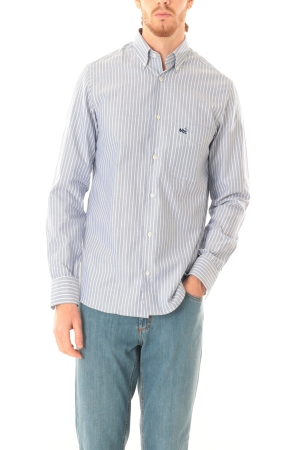 Camicia Old River uomo bianco blu a righe button down