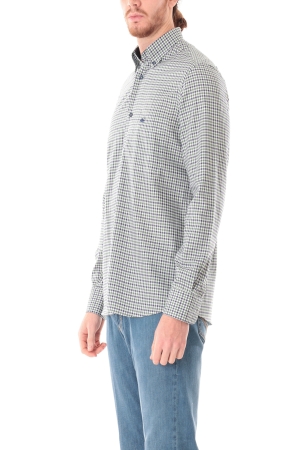 Camicia Old River uomo verde multicolor a quadretti con riporto blu