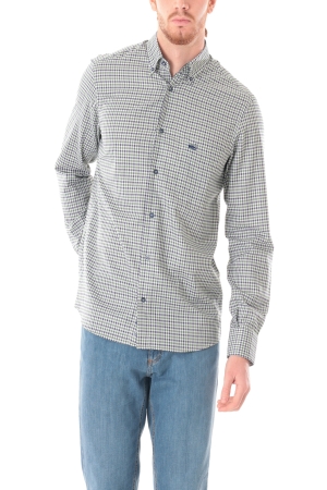 Camicia Old River uomo verde multicolor a quadretti con riporto blu