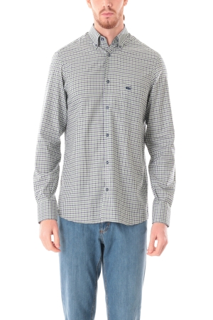 Camicia Old River uomo verde multicolor a quadretti con riporto blu