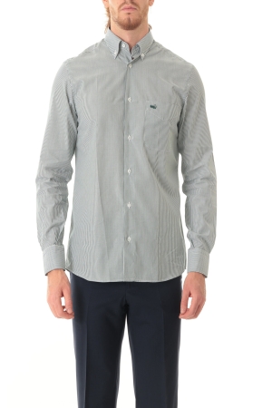 Camicia Old River uomo verde a righe sottili button down