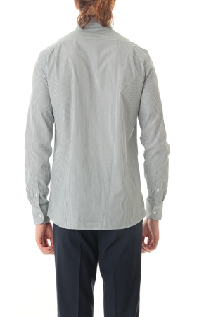 Camicia Old River uomo verde a righe sottili button down