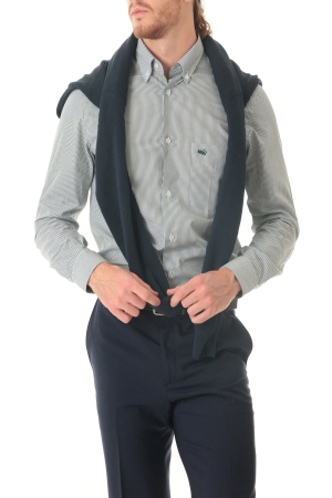 Camicia Old River uomo verde a righe sottili button down