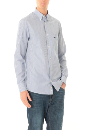 Camicia Old River uomo azzurra a righe sottili button down