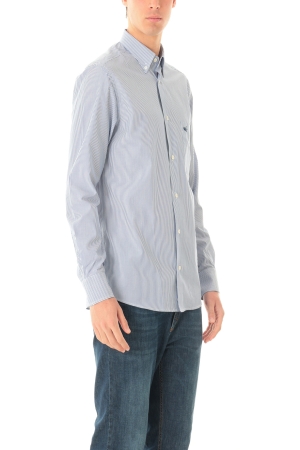 Camicia Old River uomo azzurra a righe sottili button down
