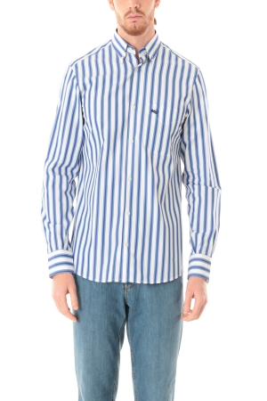 Camicia Old River uomo bianco azzurro blu a righe button down