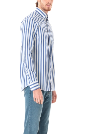 Camicia Old River uomo bianco azzurro blu a righe button down