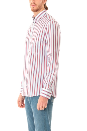 Camicia Old River uomo bianco celeste rosso a righe button down