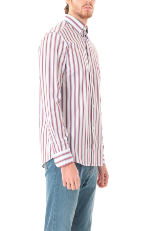 Camicia Old River uomo bianco celeste rosso a righe button down