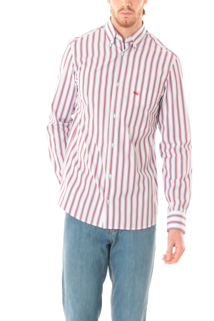 Camicia Old River uomo bianco celeste rosso a righe button down