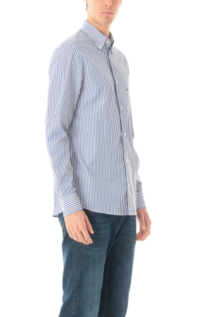 Camicia Old River uomo bianco blu a righe button down Giza 87