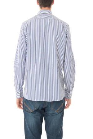 Camicia Old River uomo bianco blu a righe button down Giza 87